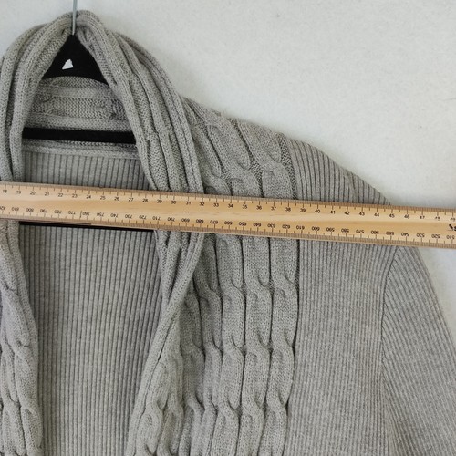Grey Womens Longline Knit Cardigan Cable Front Toggle Closure Size Medium - Picture 4 of 9
