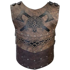 Viking Faux Leather Chest Armor, Adjustable Retro Medieval LARP Costume