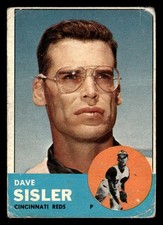 1963 TOPPS DAVE SISLER 284 POOR BASEBALL CINCINNATI REDS
