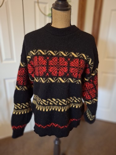 Vintage Pendleton Lobo Wool Sweater Men’s Large Fair Isle Navy Red Gold - Picture 2 of 7