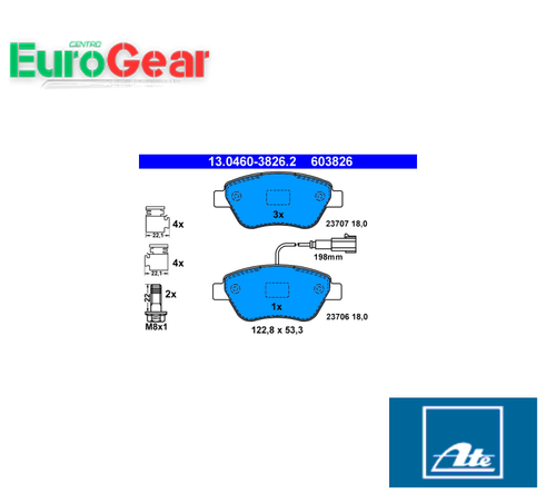 Freno A Disco Kit Pastiglie Freno Ate 13.0460-3826.2 for Alfa Romeo / Fiat - Imagen 1 de 3