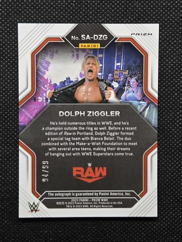 2023 WWE Panini Prizm DOLPH ZIGGLER Superstar Autógrafo Rojo Prizm Automático/99 - Imagen 2 de 2