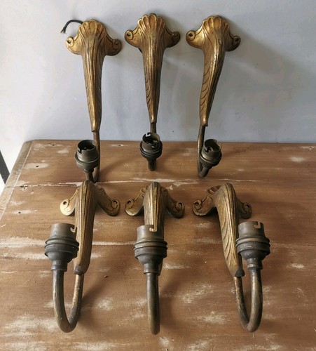 Lot 6 Appliques En Bronze Doré / Réf A297 - Foto 1 di 13