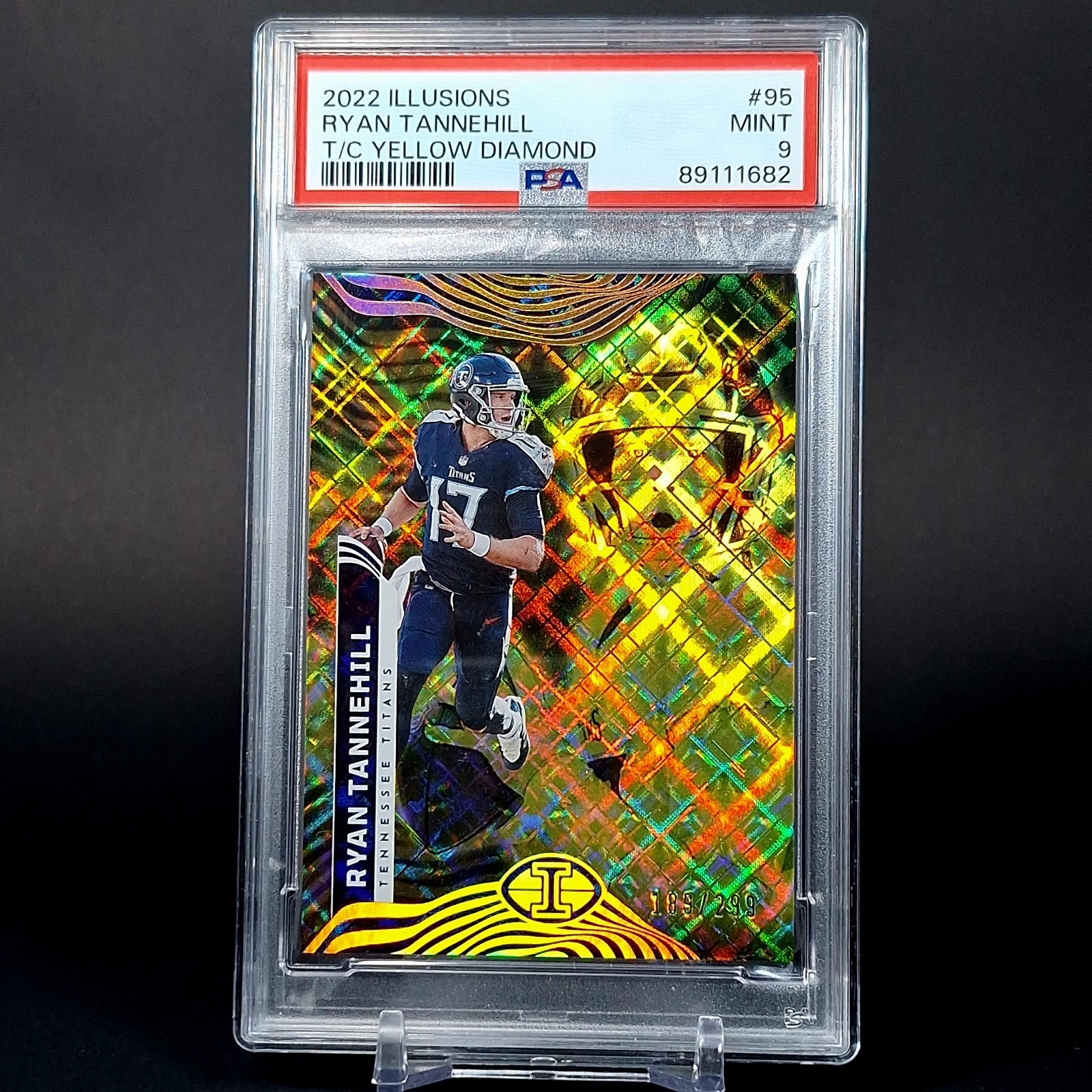 2022 Panini Illusions Ryan Tannehill Illusions T/C Yellow Diamonds /299 PSA 9 MT
