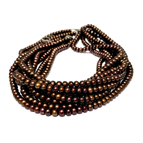 Genuine Oval Round 6mm Beautiful Chocolate Brown Cultured Pearl 16" Strand