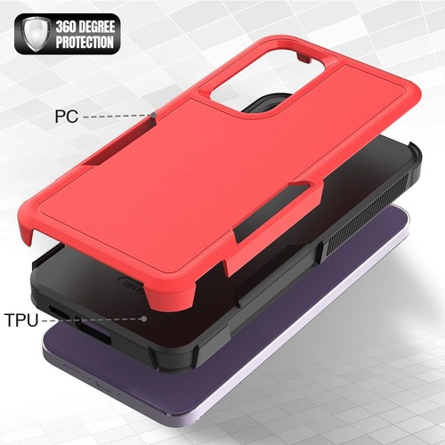 Military Grade TUFF Hybrid Armor Case for Samsung Galaxy S24 FE - Red - Picture 5 of 6