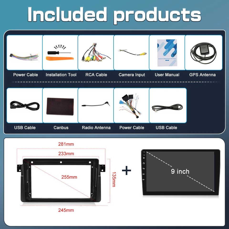 For BMW E46 320 323 325 Android 15.0 CarPlay Car GPS WIFI Radio Stereo Head Unit - Image 3 of 4