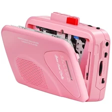 Pink Cassette Player Recorder, AM/FM Radio, Portable, Speakers, 3.5MM Jack