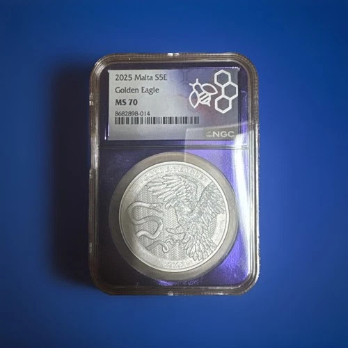 2025 Bert Purple Label Malta S5E Golden Eagle 1oz Silver NGC MS70 Purple Core 🔥