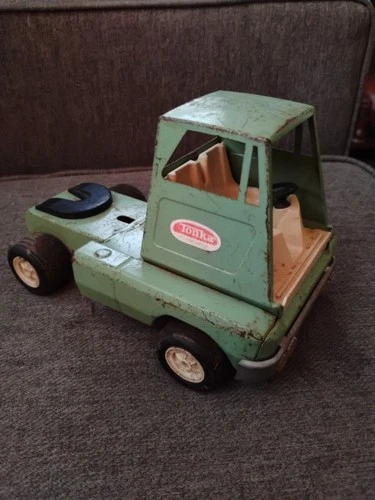 Vtg Tonka Green Pressed Steel Car Hauler Cab Only