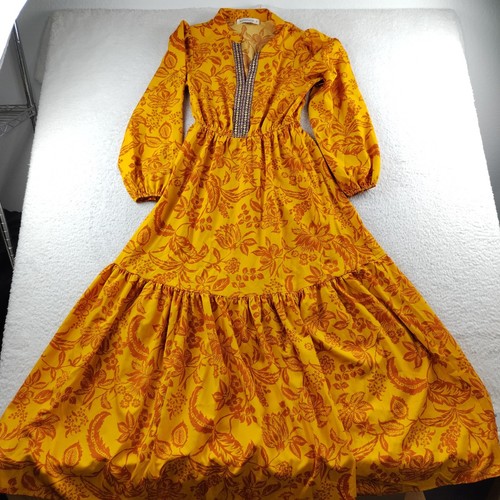 RusttyDustty Maxi Dress Size Small Floral Tiered Long Sleeve Romantic Victorian - Picture 1 of 6