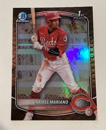 2025 Bowman NAIBEL MARIANO Chrome Reptilian Refractor 1st Prospect Card Reds