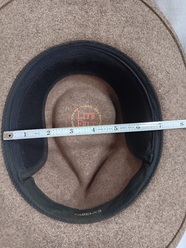 Cabelas 100% Wool Lite Felt Outback Fedora Style Hat Brown Med USA - Picture 16 of 17