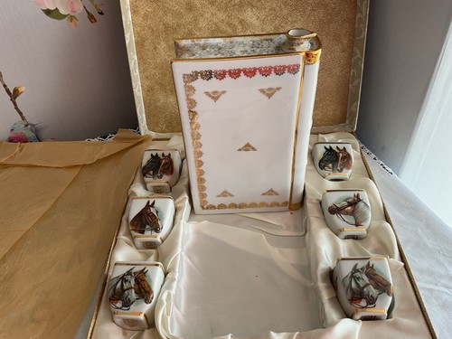 Vintage Limoges Cognac Set Advertising Object Decanter & Cups Boxed - Picture 10 of 16