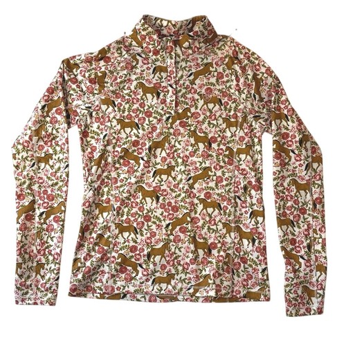 Ariat Youth Lowell 2.0 1/4 Zip Long Sleeve Horse and Floral Top Size Medium - Picture 2 of 10