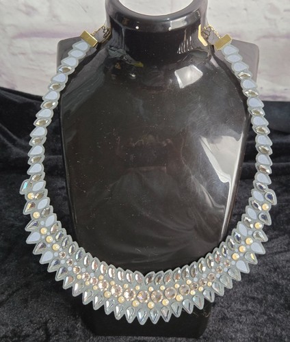 Swarovski Crystal Embellished Statement Necklace With Gold-Tone Chain & Adjustab - Picture 1 of 9