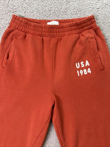 Lazy Sunday Woman Red Ish Distressed Vntg Look parachute sweatpants M USA 1984 - Picture 2 of 10