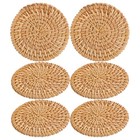 6 Pcs Untersetzer Aus Rattan Geflochtene Tischsets Seegras -Taschen