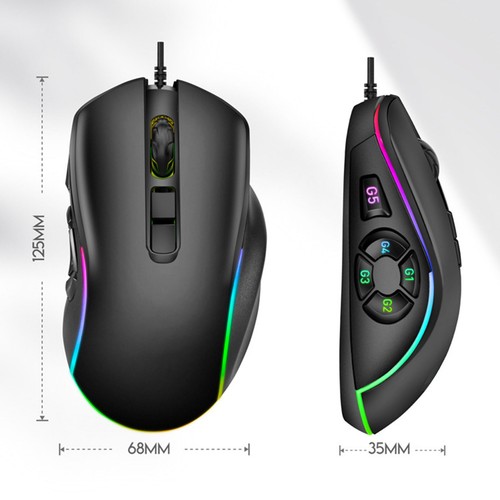 ɪRGB Gaming Mouse Macro Define 6 Levels Adjustable DPI 7200dpi Optical - Picture 3 of 12