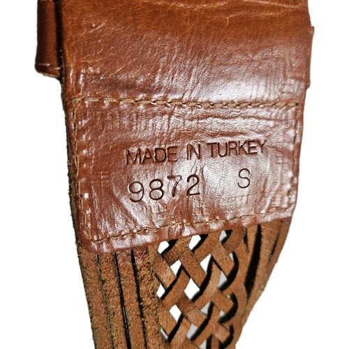 3 VTG Unisex 80s Belts Genuine Leather Adjustable w/Studs Embossed Braided S M L - Picture 19 of 21