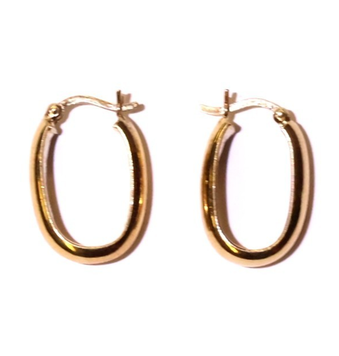 925 sterling silver yellow Gold plated square rectangle hoop huggie earrings