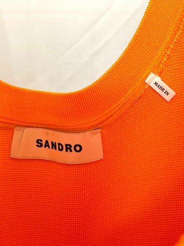 Sandro New Orange Fringe Bodycon Tank Midi Dress Size 42 US 10 - Picture 7 of 10