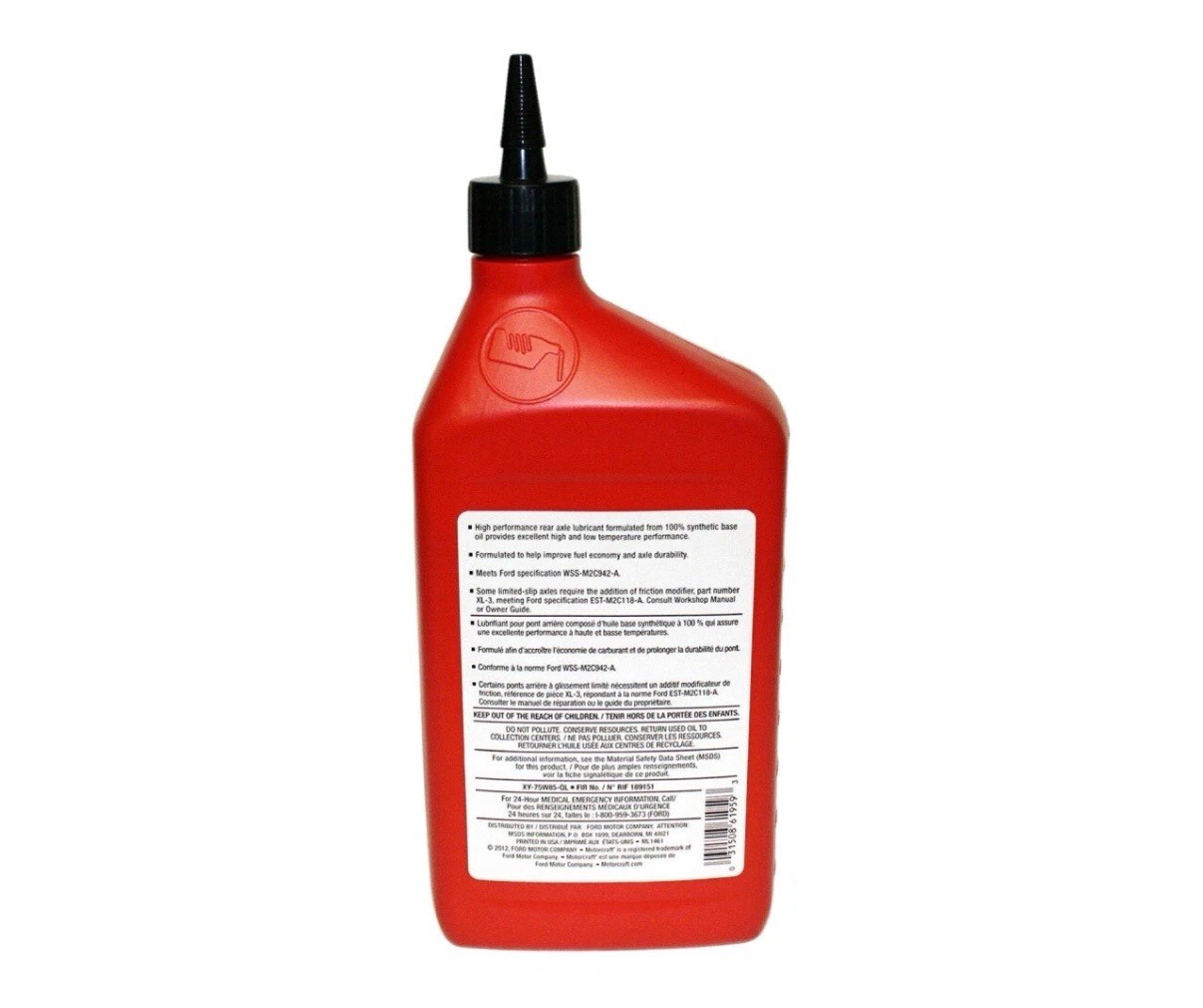 Motorcraft SAE 75W-85 Premium Synthetic Hypoid Gear Lubricant (Pack of 6)