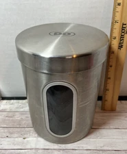 Dunkin Donuts 2007 Stainless Steel Coffee Canister Holder Container Can 64oz 2Qt