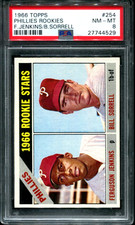 1966 Topps 254 PHILLIES ROOKIES RC F.Jenkins/B.Sorrell PSA 8 NM-MT HIGH END 