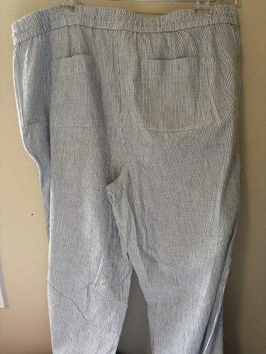 Pantalones Seersucker Talbots Blanco Azul Rayas para Mujer 16W - Imagen 4 de 5