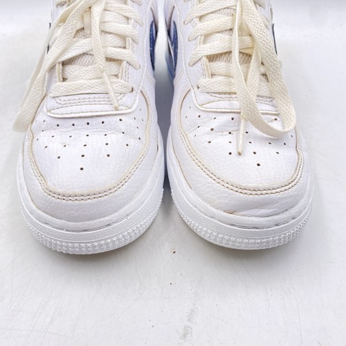 Nike Air Force 1 Low Weiß Blau Metallic Sneaker Größe UK 3,5 Damen Leder Gym - Bild 3 von 8