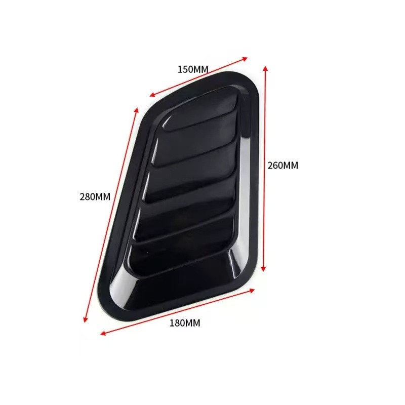 2Pcs Black Bright Car Hood Air Flow Inlet Outlet Engine Hood Fake Cover ...