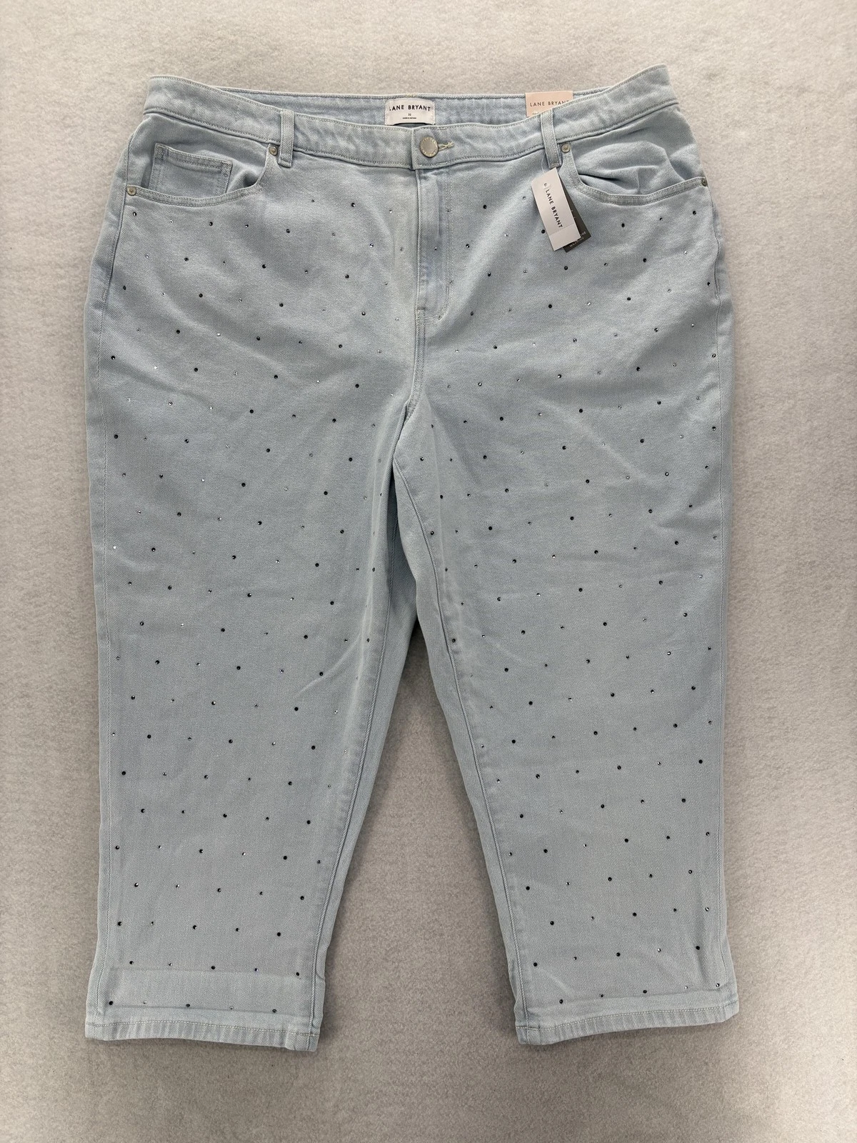 Lane Bryant Boyfriend Capri Jeans Womens Plus 22 Light Wash Studded Denim Pants
