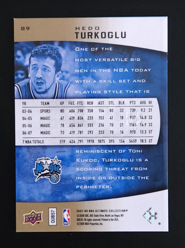 2007-08 Upper Deck Ultimate Collection Hedo Turkoglu Gold #d /10 #89 Rare! - Picture 2 of 2