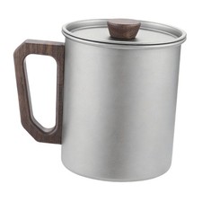Pure Ti 450ml Coffee Cup with Wooden Handle for Outdoor Cooking and Home