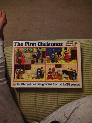 Vintage Marienkäfer Lehrpuzzle The First Christmas 6 - 24 Teile komplett 1984