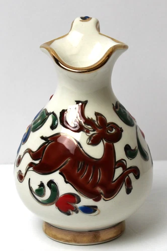 Vintage Greek Manotsakis Keramik Small Ceramic Reindeer Pitcher