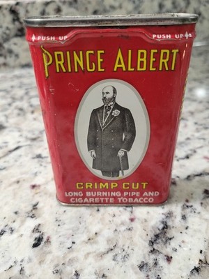 VINTAGE 1970'S PRINCE ALBERT CRIMP CUT LITHOGRAPH METAL TOBACCO TIN OVAL BOX