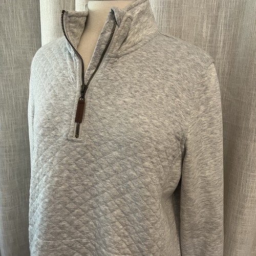 LL Bean Womens Quilted Knit Quarter Zip Pullover XL Sweatshirt Gray Casual Comfy - Picture 4 of 9