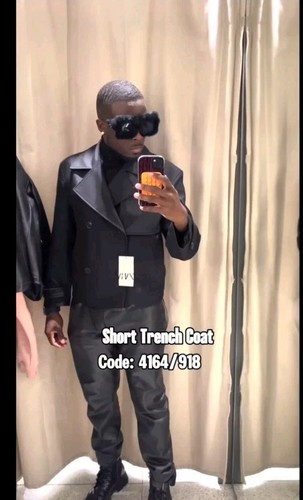 ZARA KALTA TRENCH COAT MEN'S 4164/918/800 Size S Black