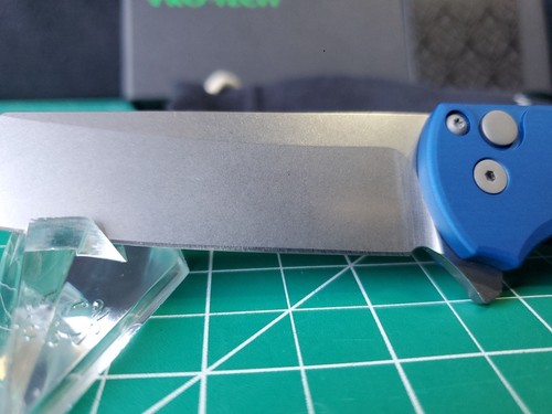 Pro-Tech Malibu Reverse Tanto Blue Aluminum Handle & MagnaCut Folding Knife - Picture 5 of 24