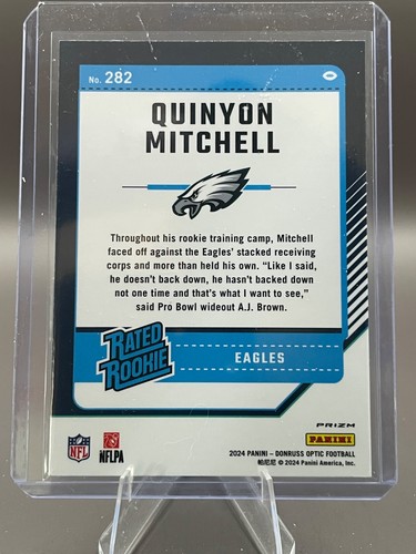 2024 Optic QUINYON MITCHELL (RC) Rated Rookie Blue Hyper Prizm #282 Eagles - Picture 3 of 5