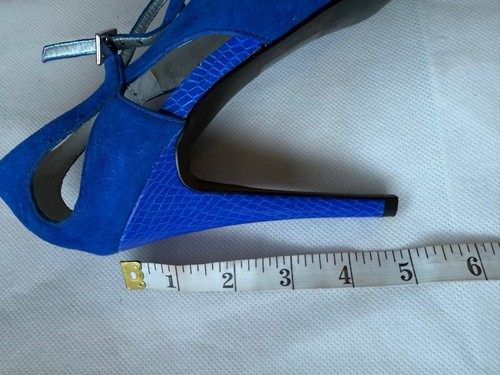 NEW Women’s Wild Pair Blue Suede Platform Stiletto Peep Toe Strappy Heels Size 7 - Picture 8 of 11
