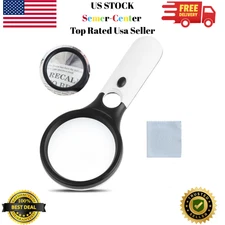 Magnifying Glass with Light, 10X 45X Handheld Reading Black and White 