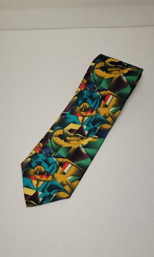 Corbata de seda 100% para hombre Harstan U.S.A. Michael Bruce Abstract Multi Color - Imagen 1 de 5
