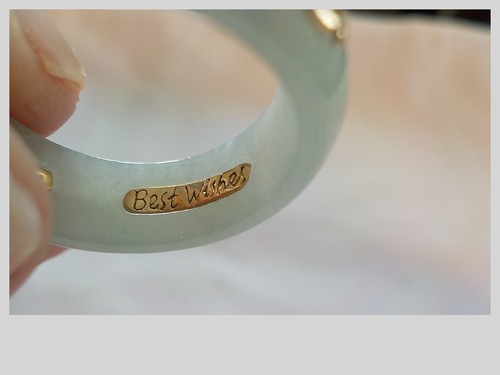 Anillo de Jade Geen Pálido con Acentos de Oro Amarillo 14K Mejores Deseos Talla 6.75 Buena Suerte - Imagen 4 de 8