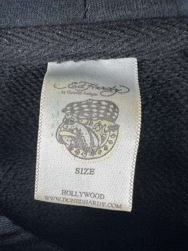 Ed Hardy Hoodie Womens Small Black Zip Up Skull Floral Don Ed Hardy Designs - Picture 6 of 11