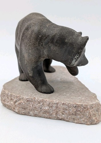 Maigon Daga Ceramic Bear Sculpture on Granite Base 6" Signed - Picture 6 of 12