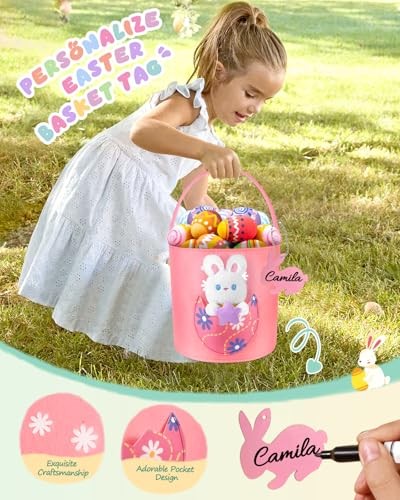 Easter Baskets for Kids - Personalized Large Felt Bags My First Cute Bunny - Picture 3 of 6
