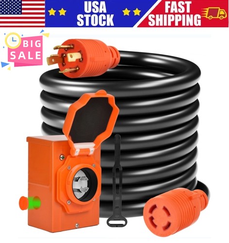 Caja de entrada de generador de energía para autocaravana de 30 amperios NEMA L14-30P 125/250V resistente a la intemperie stock en EE. UU. - Imagen 9 de 9